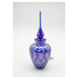 Blue Iridescent Art Glass Perfume Bottle