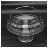 Clear Etched Pedestal Tidbit Serving Dish