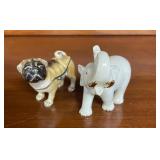 Porcelain Dog & Elephant Figurine