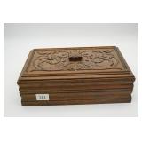 Antique Walnut Jewelry Box Hand Carved