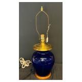 MCM Hand Blown Blenko Glass Cobalt Blue Lamp