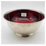 Silver Plated Bowl w/Ruby Red Insert