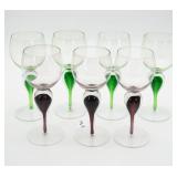 (7) Purple & Green Teardrop Shapes Stem of