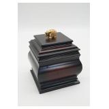 Wooden Box w/Brass Elephant Knob Coasters