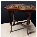 Cherry Wood Candle Stand w/Brass Insert