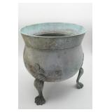 Copper Cauldron Jardiniere with Brass Paw Feet