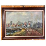 Vintage English Fox Hunting Scene Oil on Canvas