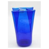 Blenko Paper Bag Vase Cobalt Blue
