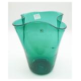 Sea Green Blenko Fluted Handkerchief Vase