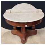 Victorian Mahogany Marble Top Half Moon Table