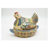 Mexican Pottery Hen on Nest As IS