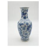Chinoiserie Style Pottery Vase Blue & White