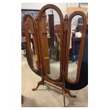 Mahogany Tri Fold Cheval dressing Mirror