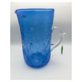 Blenko Crackled Glass Pitcher