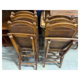 6 Folding Chairs Wooden w/Cane Seat & Backs
