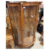 Pine Curved Glass Curio Cabinet
