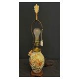 Vintage Iris Poppy Ginger Jar Lamp w/Aladdin