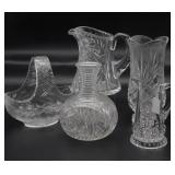 Large Lot of Clear Crystal ~ Pitchers, Vases,