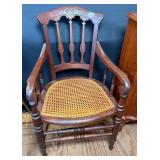 Victorian Era Armchair Woven Cane Seat