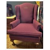 Wing Back Chair Burgundy Upholstery