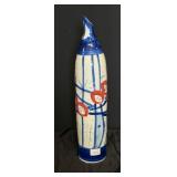 Tall Red/White/Blue Ceramic Vase