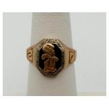 Art Deco 10kt Black Onyx Signet Ring