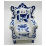 Nantucket Pottery Porcelain Chair Blue & White