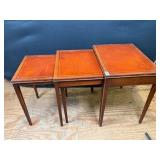Mahogany Nesting Tables w/Leather Top
