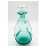 Sea Green Blenko Glass Pinched Decanter