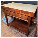 Kitchen Island w/Butcher Block Top