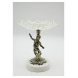 Gold Tone Cherub Holding a Cut Crystal Bowl
