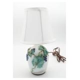 Ceramic Grape Motif Table Lamp Signed