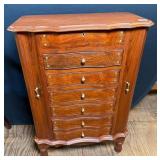 Serpentine Jewelry Armoire Walnut Finish