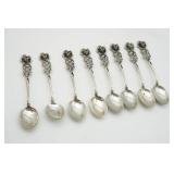 835 Silver Hildesheimer Rose Spoons (8)