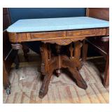 Victorian Eastlake Style Walnut Marble Top Table