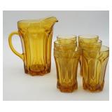 Anchor Hocking Fairfield Amber Glass Pitcher and