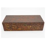 Pyrography Wood Glove Box Floral Design