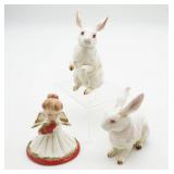 Porcelain Bunnies & Angel Figurine