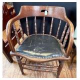 Antique Oak Barrel Back Chair