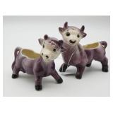 Ceramic Purple Cow Planters ~ AS IS