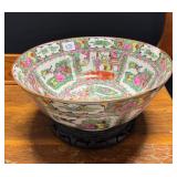 AS IS Large Chinese Rose Medallion Porcelain Bowl