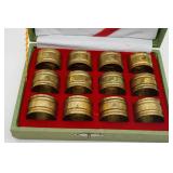 Solid Brass Napkin Rings in Box Monogrammed