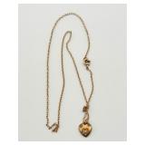 10kt YG Heart Pendant & Chain