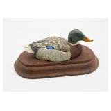 Ceramic Mallard Duck on Wooden Base