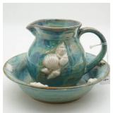 Sanders Pottery Seashell Pitcher & Bowl