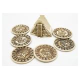 Aztec Mayan Calendar Coaster Set