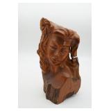 MCM Wood Carving of Female Face Honolulu