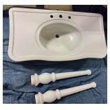 White Ceramic Console Sink Basin w/Legs