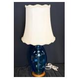 MCM Hand Blown Blenko Glass Cobalt Blue Lamp