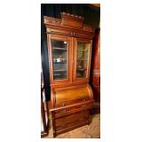 Antique Victorian Walnut Cylinder Roll Top